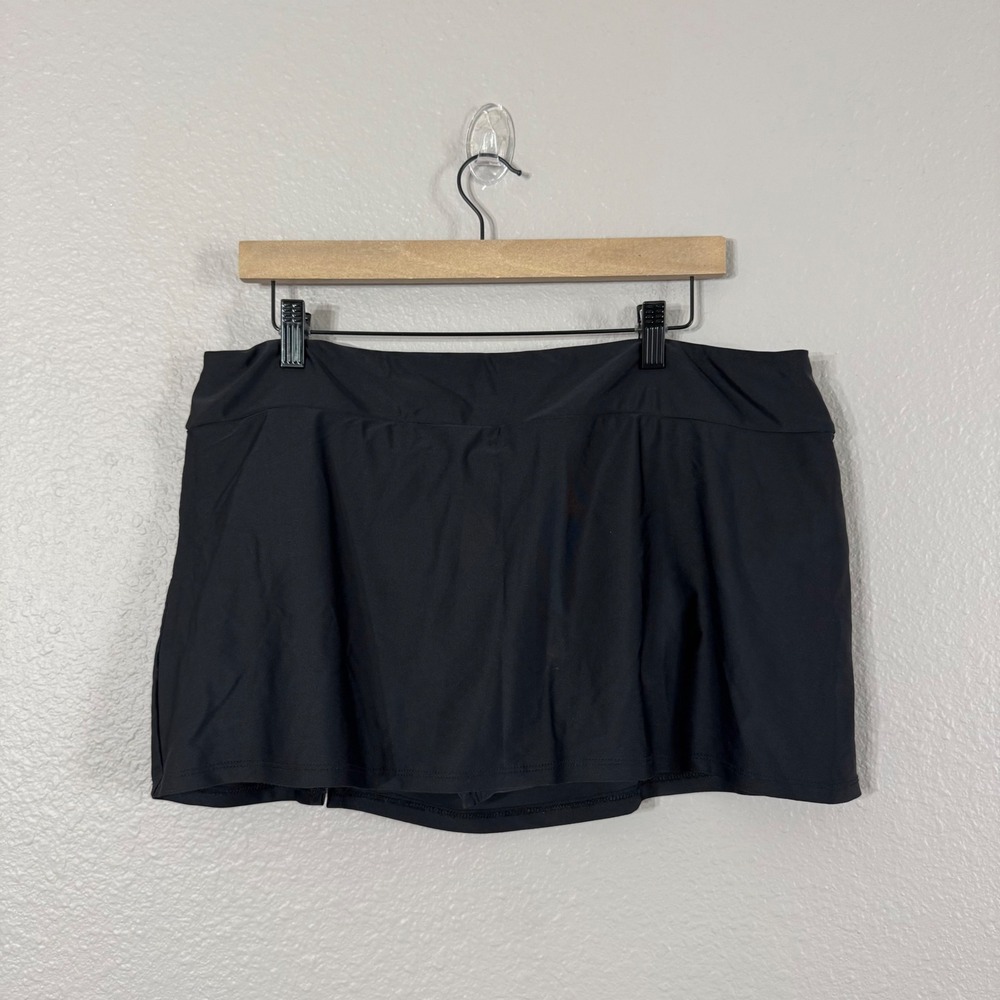 Time and Tru Women's Size XL 16/18 Black Ruched Side Drawstring Swim Skirt - Picture 2 of 7
